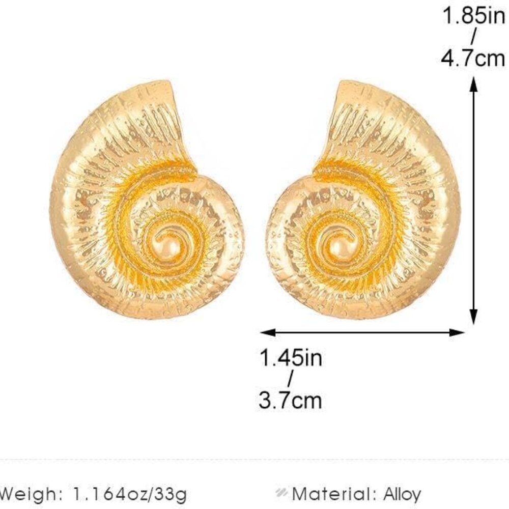 Boho Gold Conch Shell Statement Earrings For Wome… - image 5